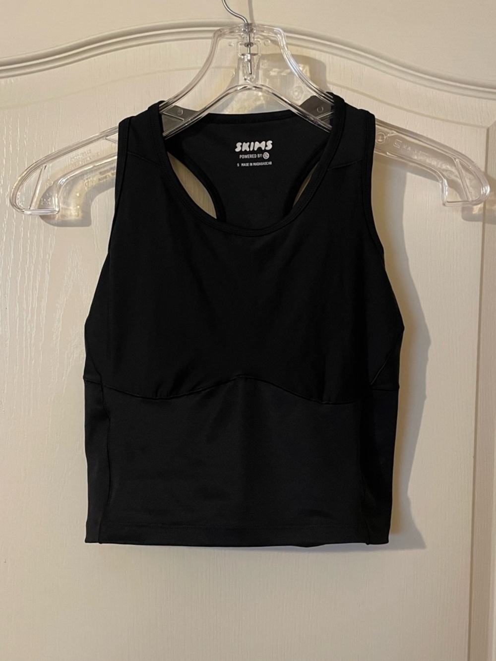 Skims Performance Racerback Crop Tank Top Women Small Black Compression Nylon